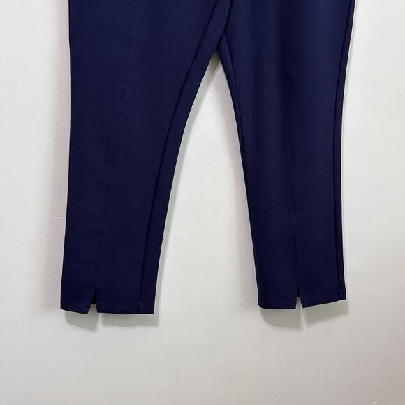 Soft Surroundings Pull On Ponte Pants L Navy Blue 34x27 Ankle Stretch Work Comfy - Picture 2 of 9